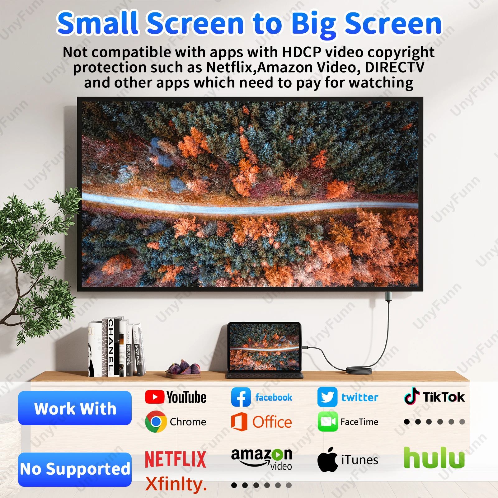 HDTV Cable for iPhone to TV, Lighting to HDTV Adapter Connector for iPhone14, 13, 12, 11 TV Output with 1080P HD Display 6.56FT image 5