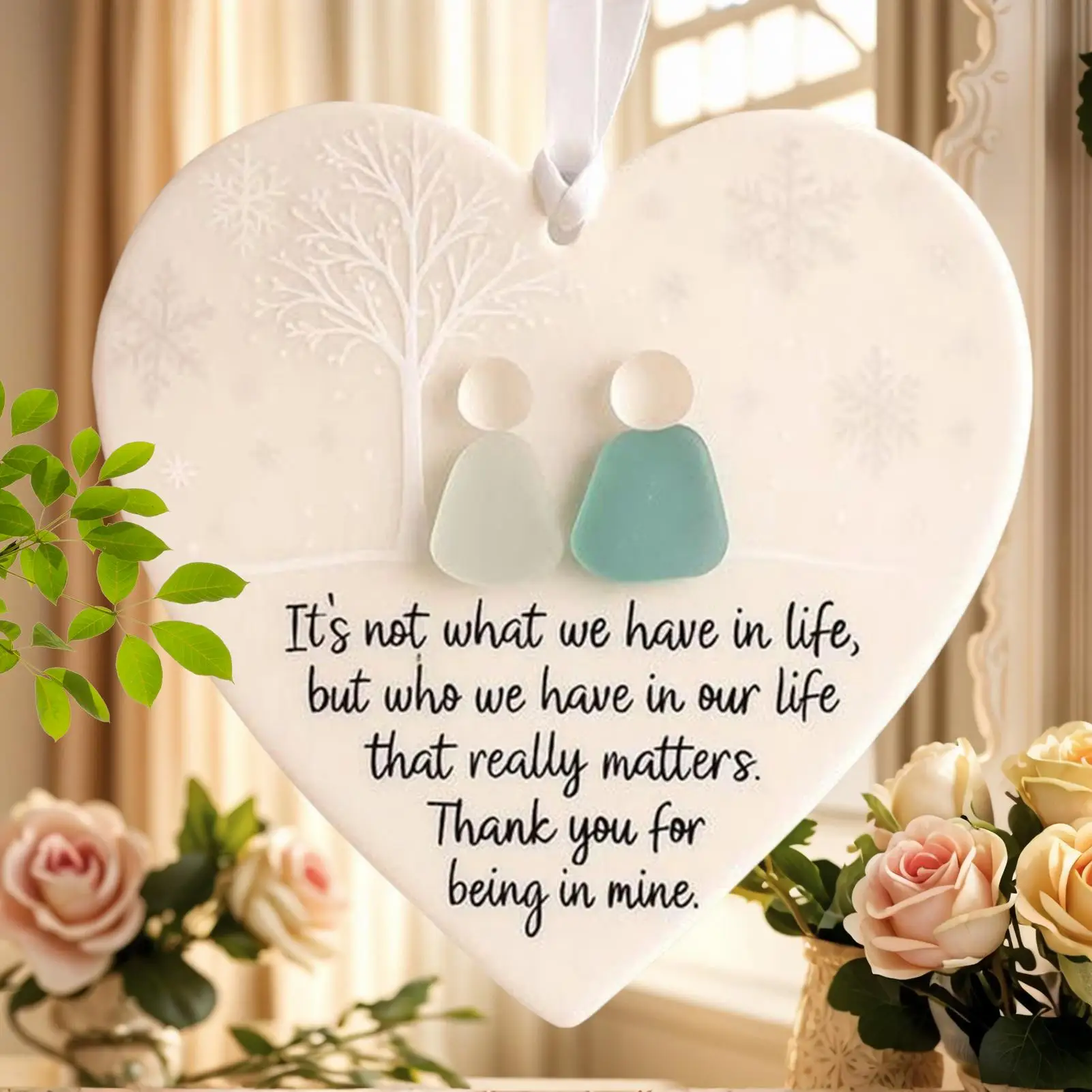 3D Printed Ceramic Heart Ornament 2025 Hangable Christmas Tree Ceramic Love Heart Ornament  for Window Wall decoration