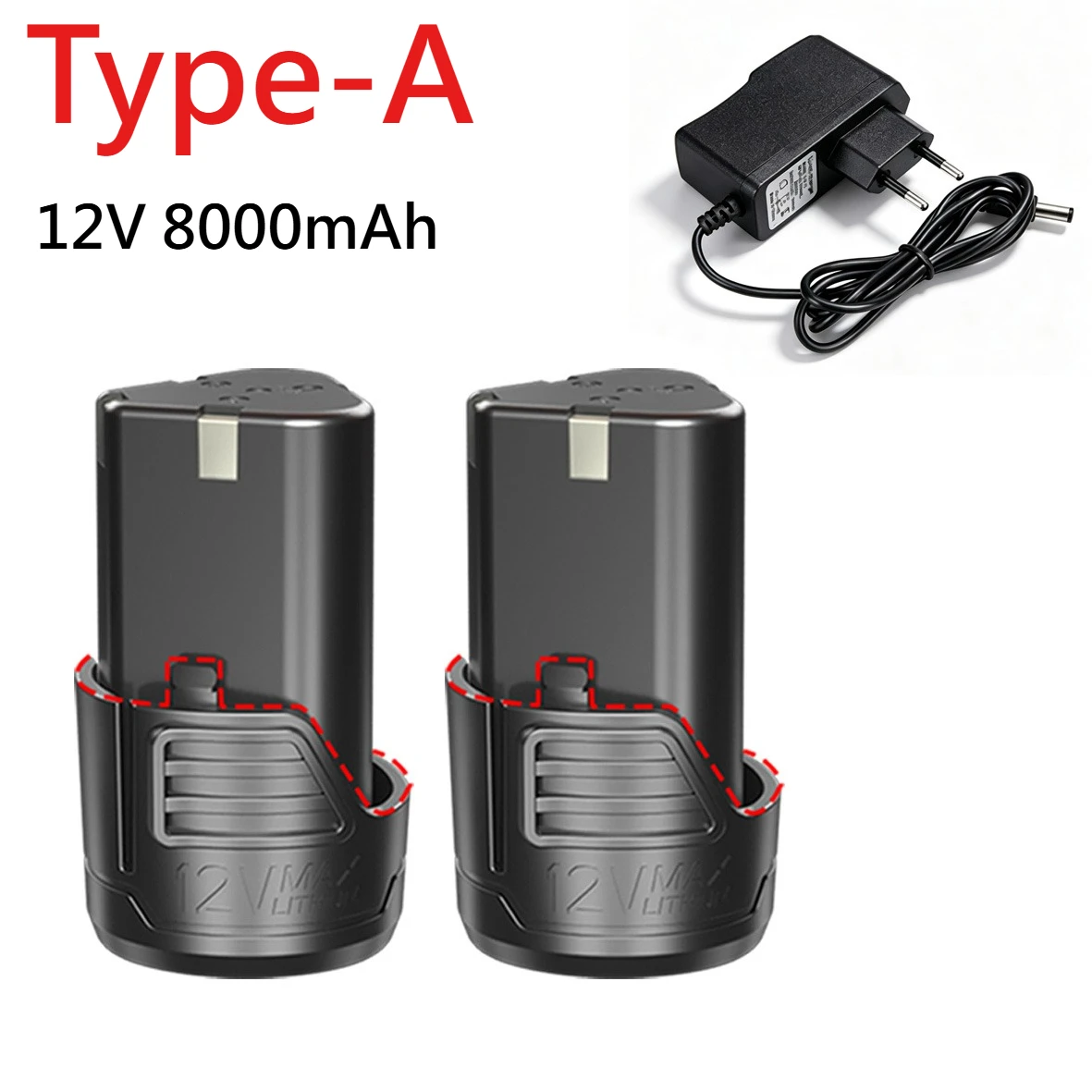 100% Original 12V A-Type 8000mAh Large Capacity Rechargeable Lithium-Ion Battery for Electric Drill Angle Grinder Power Tools