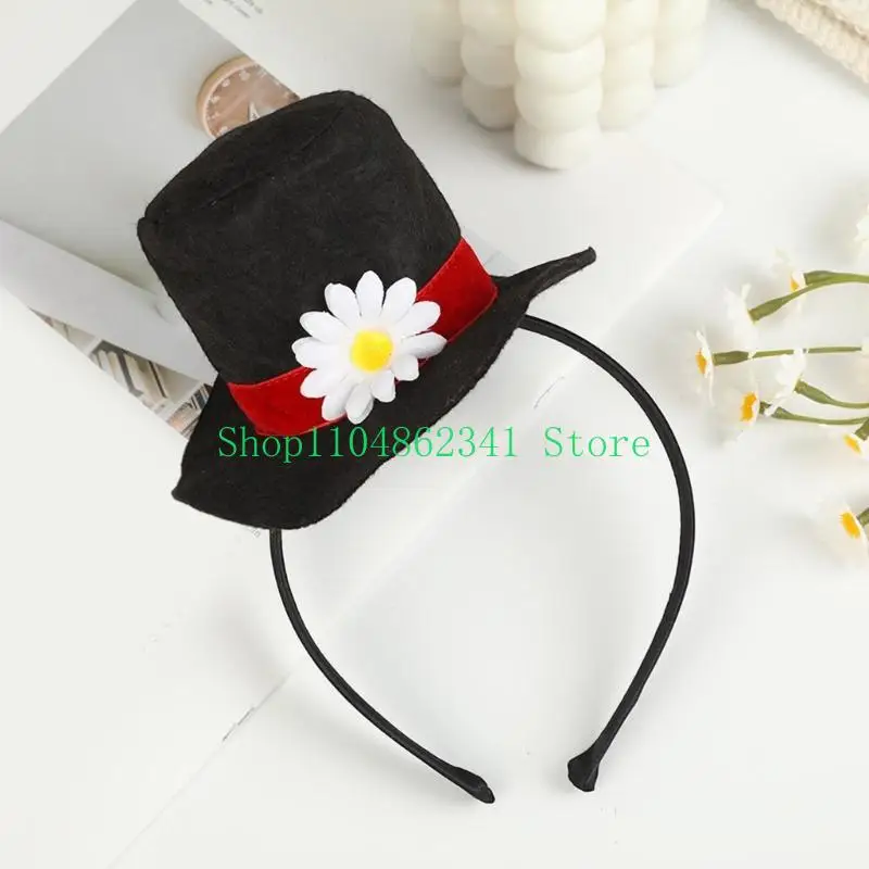 

652F Elegant Magicians Hat Headbands for Dinner Outdoor Halloween Cosplay Wear