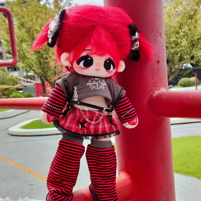 New Arrival 30CM No Attribute Long-legged Red Fried Hair with Ponytail with Skeleton Kawaii Cotton Doll Gift No Clothes