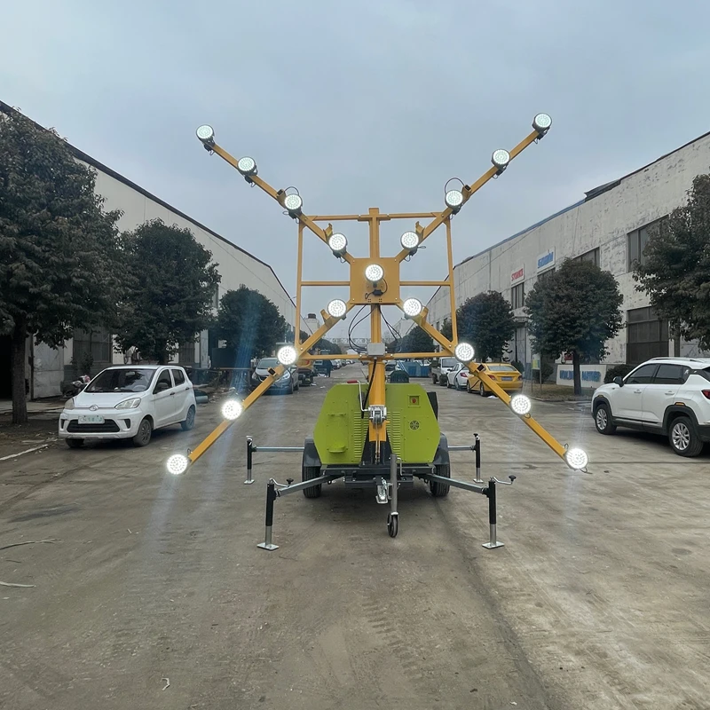 Easy To Operate And Maintain 4.6m 7m Mast 10kva 3 Sections Telescopic Light Tower For Engineering Night Project & Airport Runway