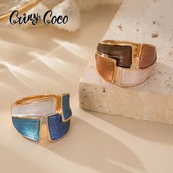 Cring Coco Fashion Women's Ring Geometric Simple and Elegant Enamel Adjustable Ring Women's Party Jewelry Valentine's Day Gift