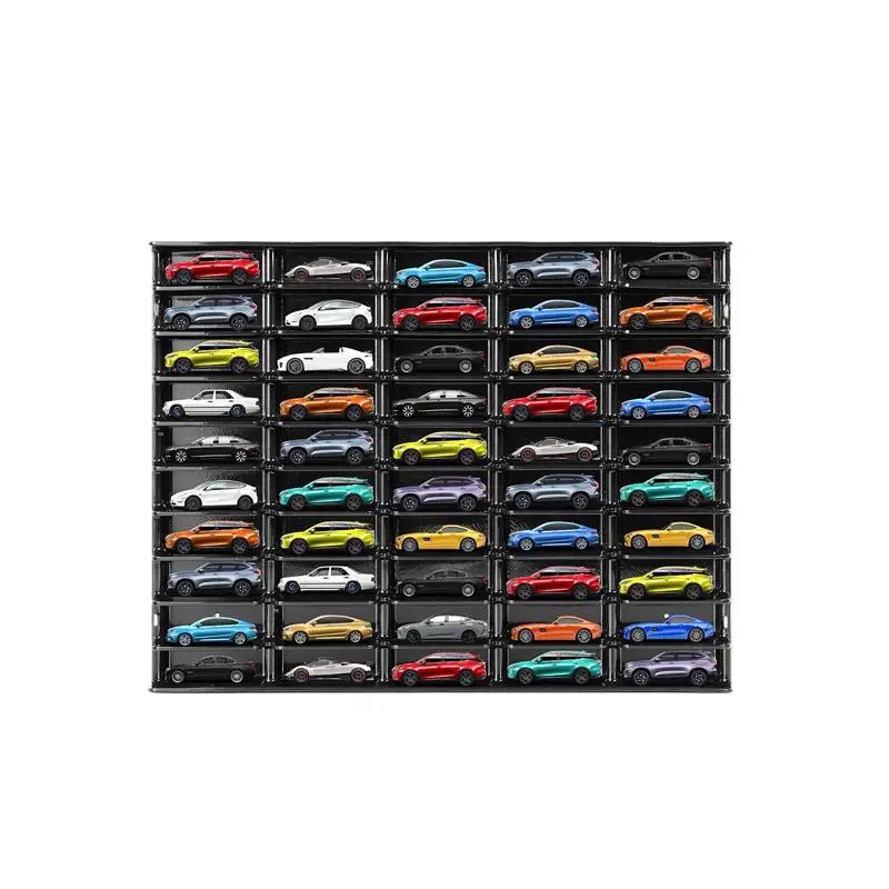 رف عرض سيارة لعبة بمقياس 1:64 لـ 50 سيارة، علبة تجميع مثبتة على الحائط #5