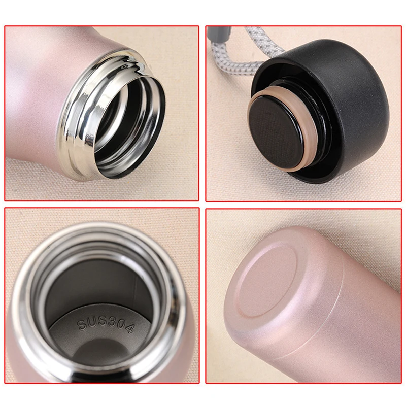 304 الفولاذ المقاوم للصدأ معزول كوب قارورة عازلة سعة كبيرة كوب مفرغ مع مقبض حبل أجهزة لياقة خارجية ركوب الدراجات زجاجة ماء رياضية #5