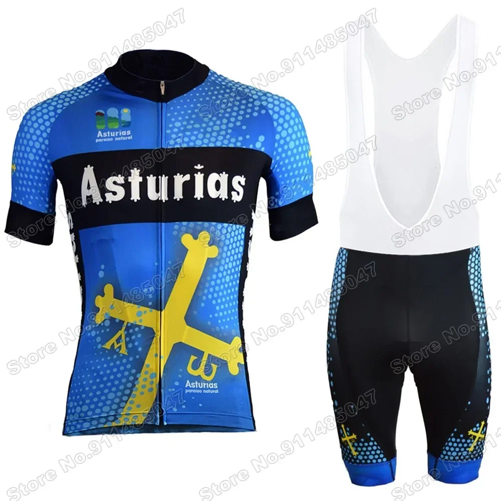 Suit 2024 Asturias Cycling Jersey Set Summer Clothing Mens Road Bike Shirts Suit Bicycle Bib Shorts MTB Wear Maillot Culotte