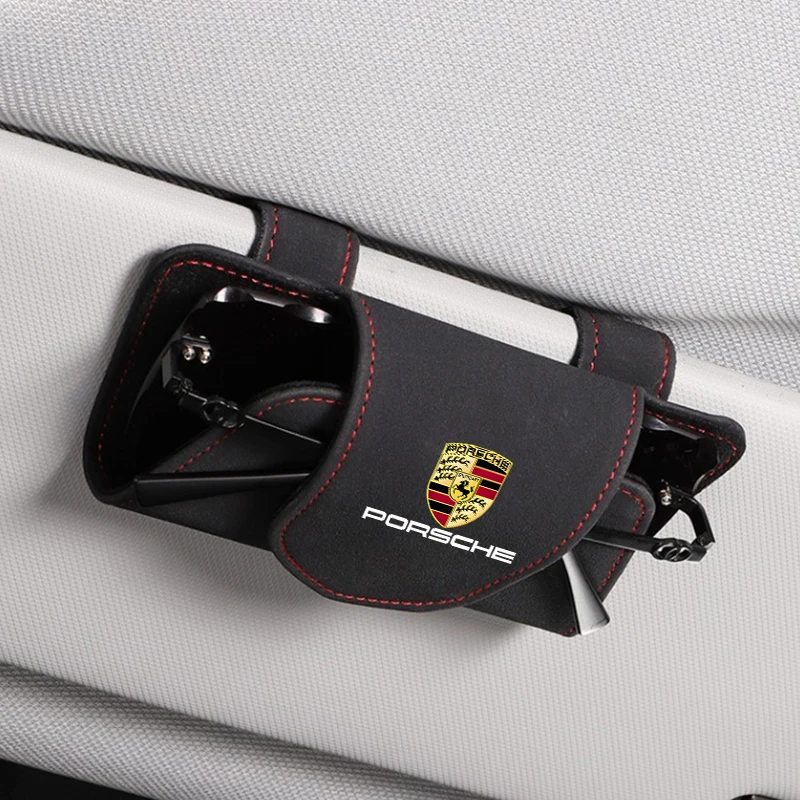 Car Sun Visor Glasses Case Sunglasses Storage Box Clips For Porsche Cayenne Panamera Macan Boxster 911 Carrera 928 944 Accessory