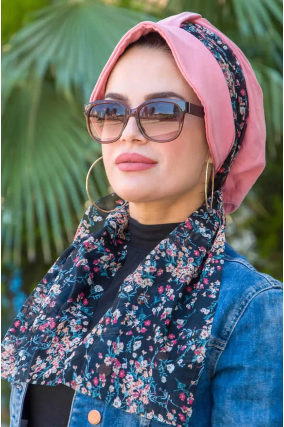 Lenço rosa flor chapéu osso