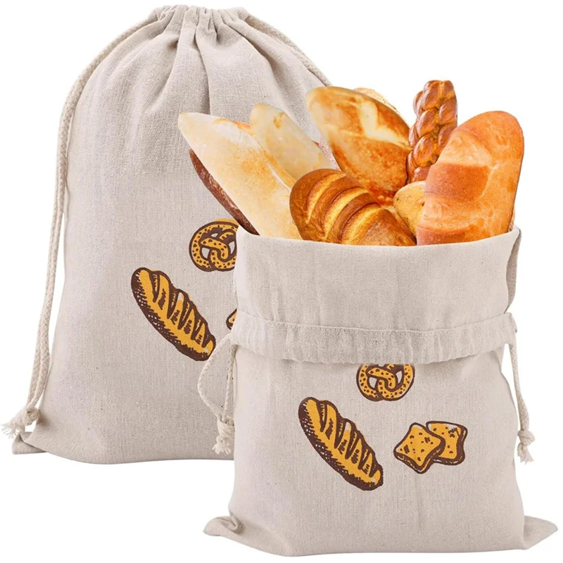 

LLCS-Bread Bag Многоразовая хлопковая сумка для хранения на шнурке Домашний хлеб Свежий экологически чистый кухонный мешок для хранения