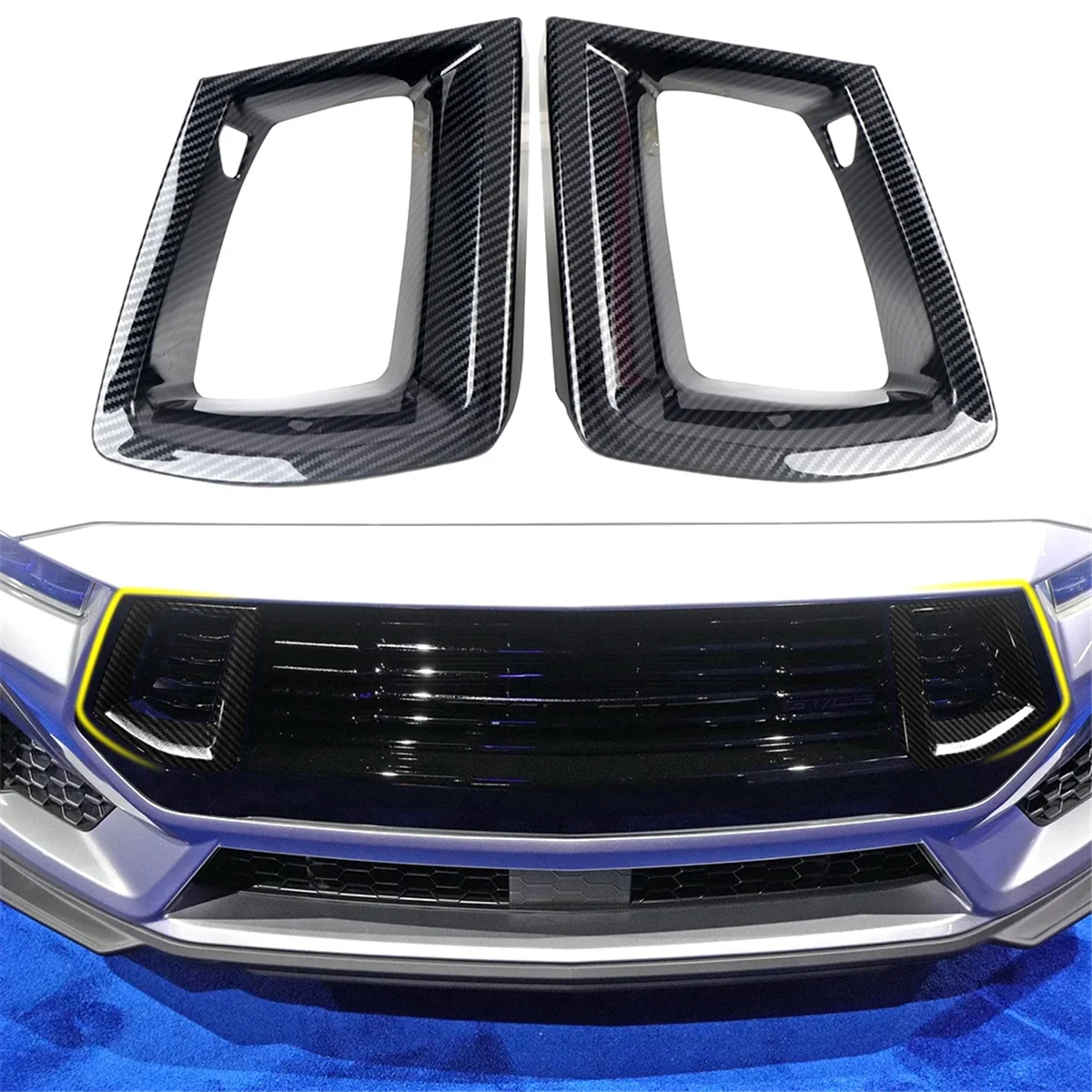 غطاء شبكة مصد أمامي من ألياف الكربون ، تشذيب لفورد موستانج ، ، GT/GT ، 1 زوج