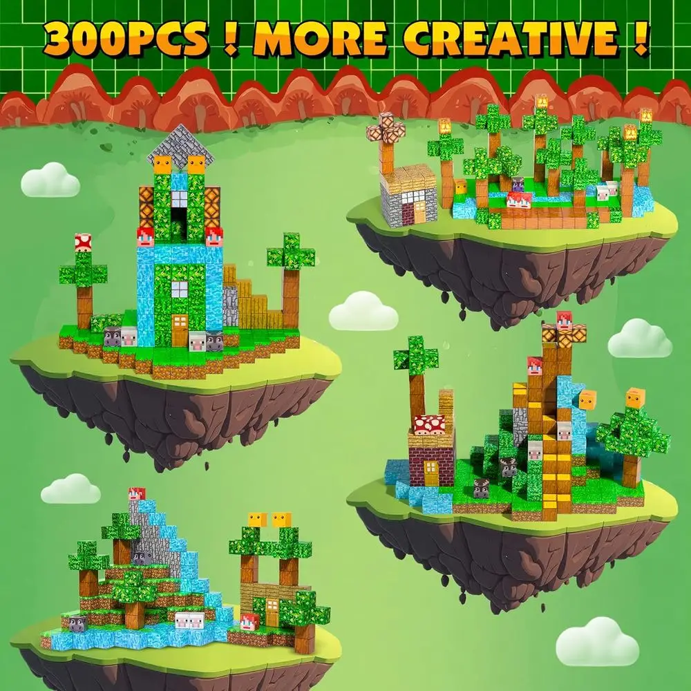 Magnetisches Bauset: 300-teiliges Montessori-STEM-Spielzeug für Kinder, 4–8 Jahre, ideales Geschenk für Jungen und Mädchen