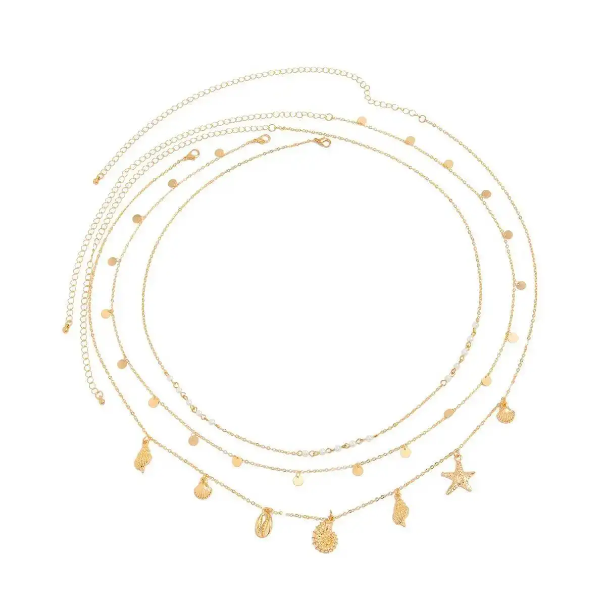 IngeSight.Z 3 قطعة/المجموعة بوهو نجم البحر محارة قلادة الخصر البطن سلسلة المرأة الصيف الشاطئ مثير البيكينيات حزام مجوهرات للجسم اكسسوارات