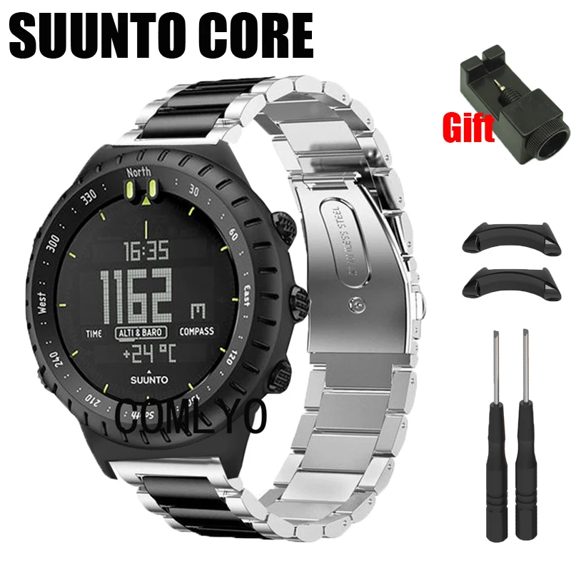 Para Suunto Core Correa Metal Acero inoxidable banda ajustable pulsera cinturón lujoso para mujeres hombres