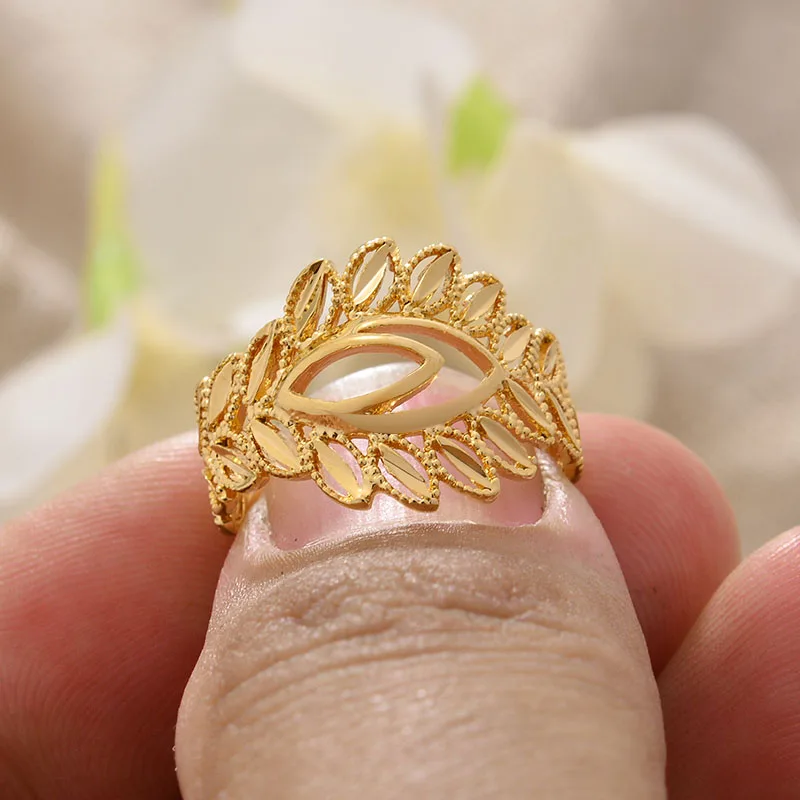 Gold Color Finger Rings For Women Multi Lines Flower Ring Free Size Femme Anillo Wedding Engagement Jewelry Bijoux