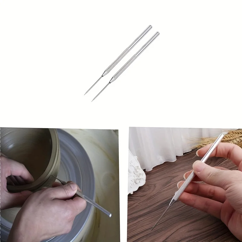 2pcs Aluminum Alloy Sculpture Carving Needles, Easy To Wash, For Pottery And Sculpture Making And Clay Shaping