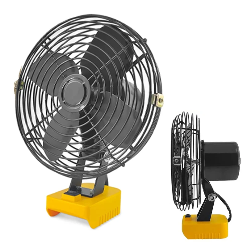 Cordless Fan For Dewalt 20V Max Li-Ion Battery Portable Camping Fan Angle Adjustable Jobsite Fan with Low Voltage Protection