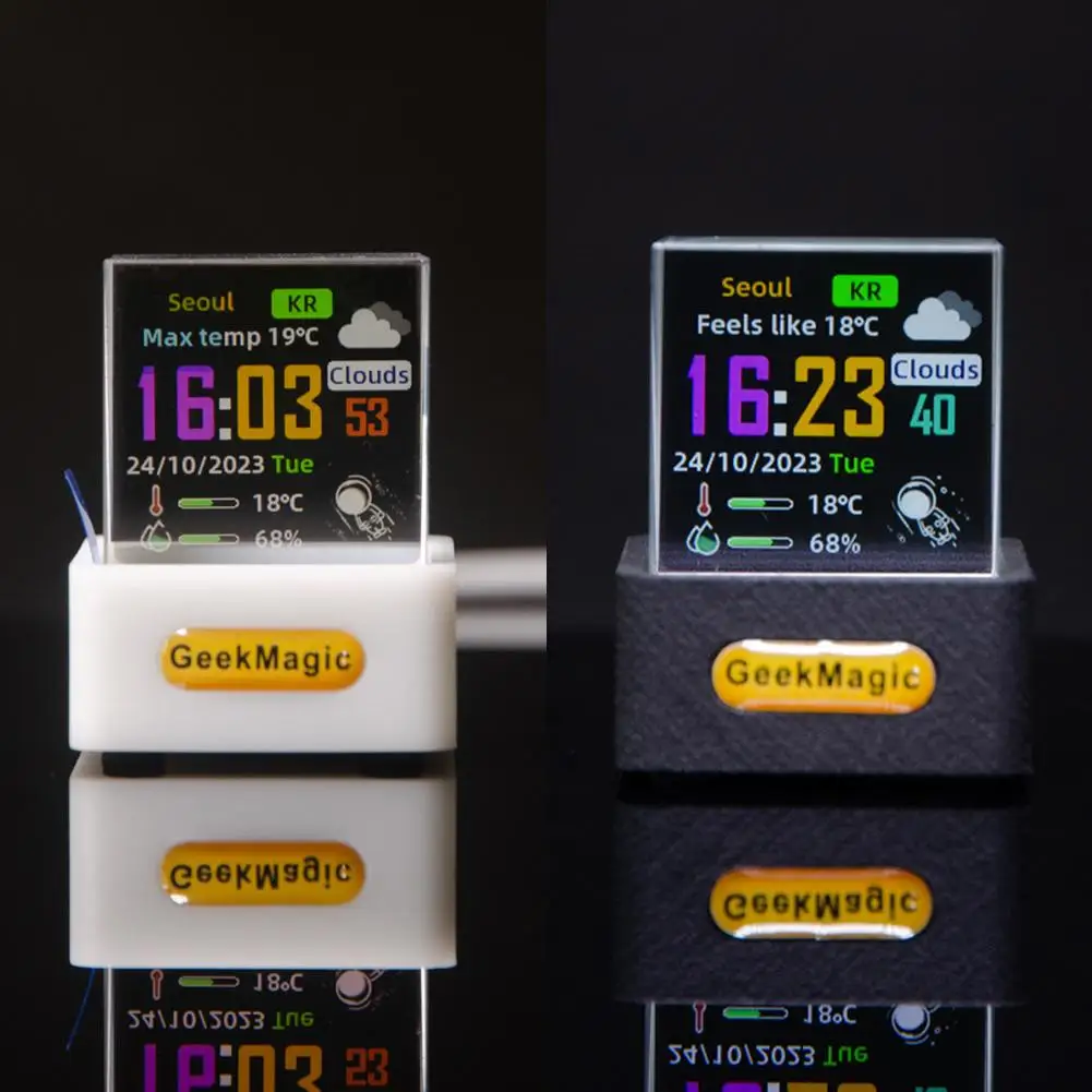 Car MINI Crystal Smart Companion WIFI Weather Station Clock Desktop Decoration DIY Cute GIF Animations Electronic Album Function