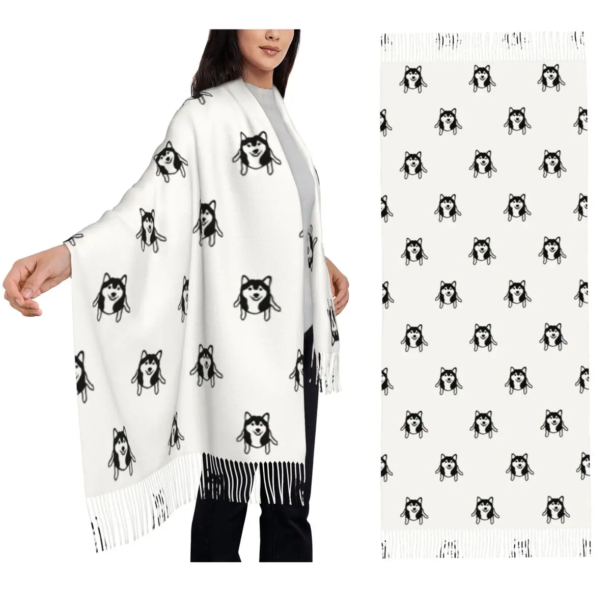 

Shiba Inu Scarf Tassel Scarves Women Soft Warm Shawls and Wraps Large Fall Winter Shawl Wrap