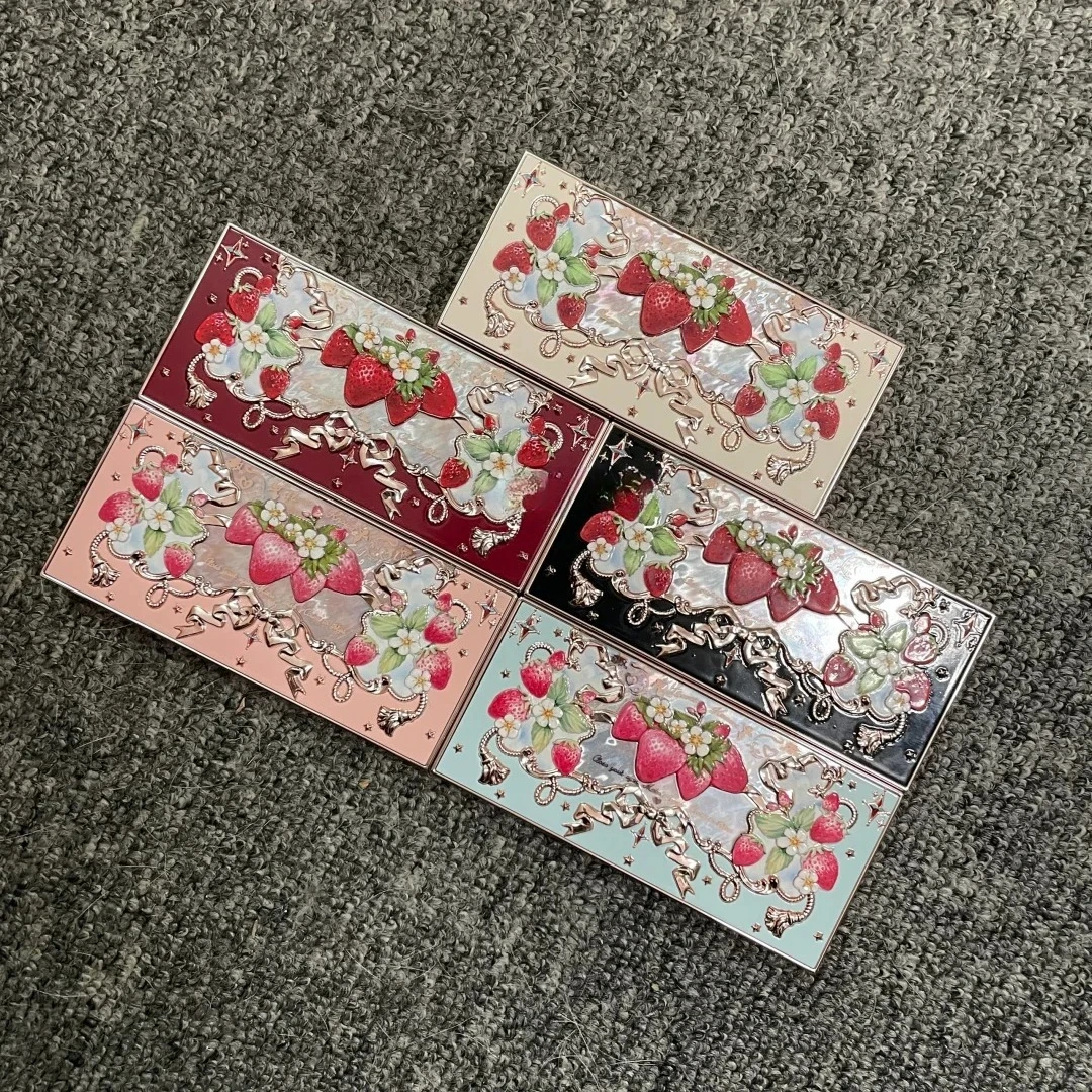 Flor sabe morango rococó sombra pressionado glitter 5 cores sombra de olho textura cremosa natural bronze cosméticos sombras de olho