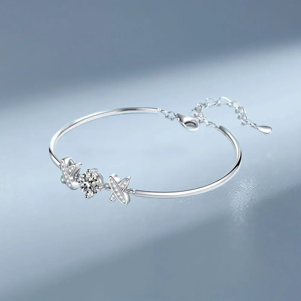 

Two X Letters 1ct Mosanite Diamond Bracelet for Girlfriend, PT950 Platinum Bracelets for Women Birthday Gift Certificate