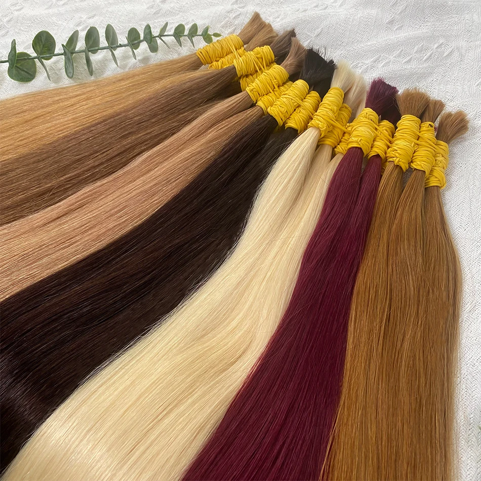 

100% необработанные человеческие волосы для плетения Remy Boho, богемные прямые волосы с волнистой волной, объемные волосы без утка, пучок волос