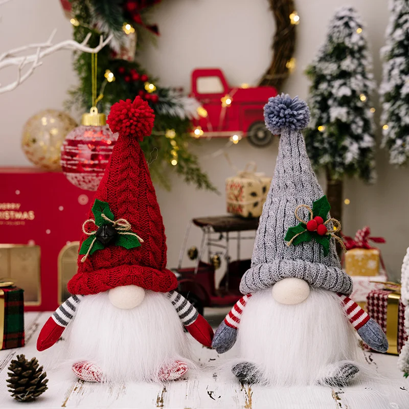 2024 Hot Sale Knitting Standing Merry Christmas doll Gnomes With Light For Xmas  Window Decoration Wholesale Table Decor