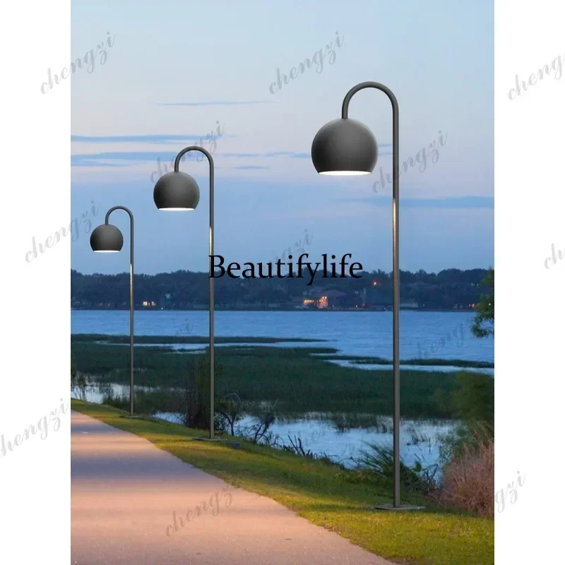 D1089 Solar outdoor sales department courtyard villa high pole light modern simple community park landscape light