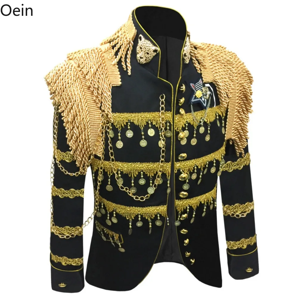 

Mens Sequin Tassel Nightclub Bar Emcee Show DS Dancing Rock Singer Tops Jackets