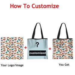 Customize Your Logo / Name / Image Shopping Bag Women Tote Bags Casual Woman Shoulder Bag Female Casual Handbags Gift