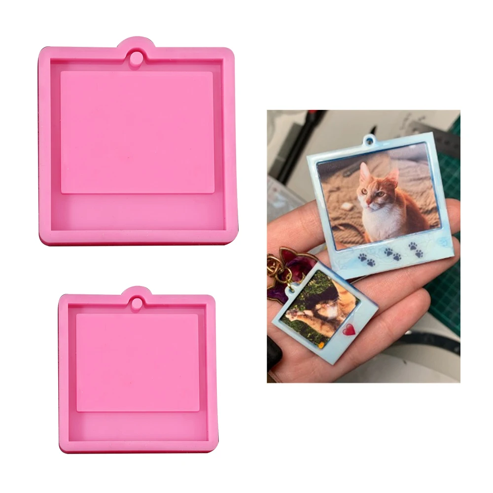 Photo Frame Keychain Epoxy Resin Mold Dog Tag Pendant Silicone Mould for DIY Epoxy Resin Molds Crafts Jewelry Making Accessories