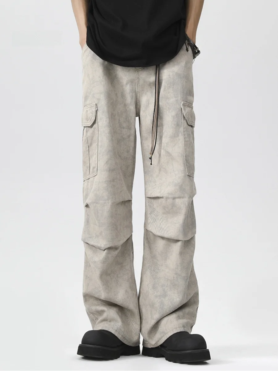 

American Retro Marble Pattern Work Pants Men's Loose Trousers Autumn Season Casual Long Pants Youthful Energy Sle