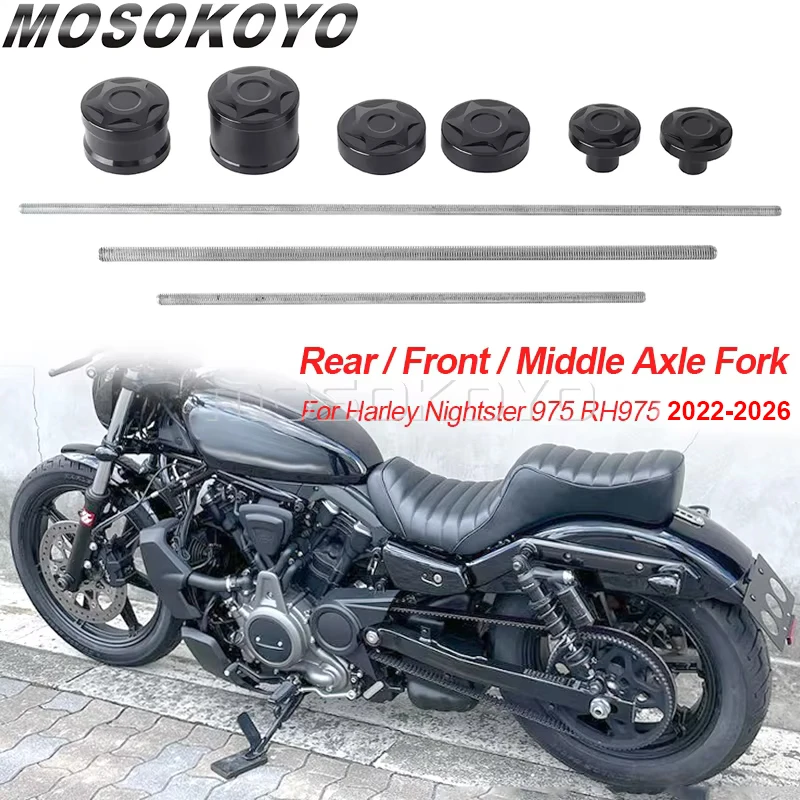 Front Middle Rear Axle Fork Crash Slider Caps Cover For Harley Nightster 975 RH975 2022-2026 Motorcycle Wheel Falling Protector