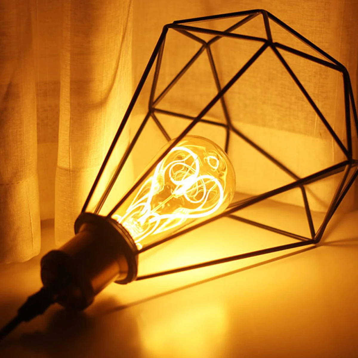 

1pc Wrought Cage Lampshade Vintage Chandelier Light Cover Rustic Cage Guard For Wall Ceiling Bedroom Industrial Style