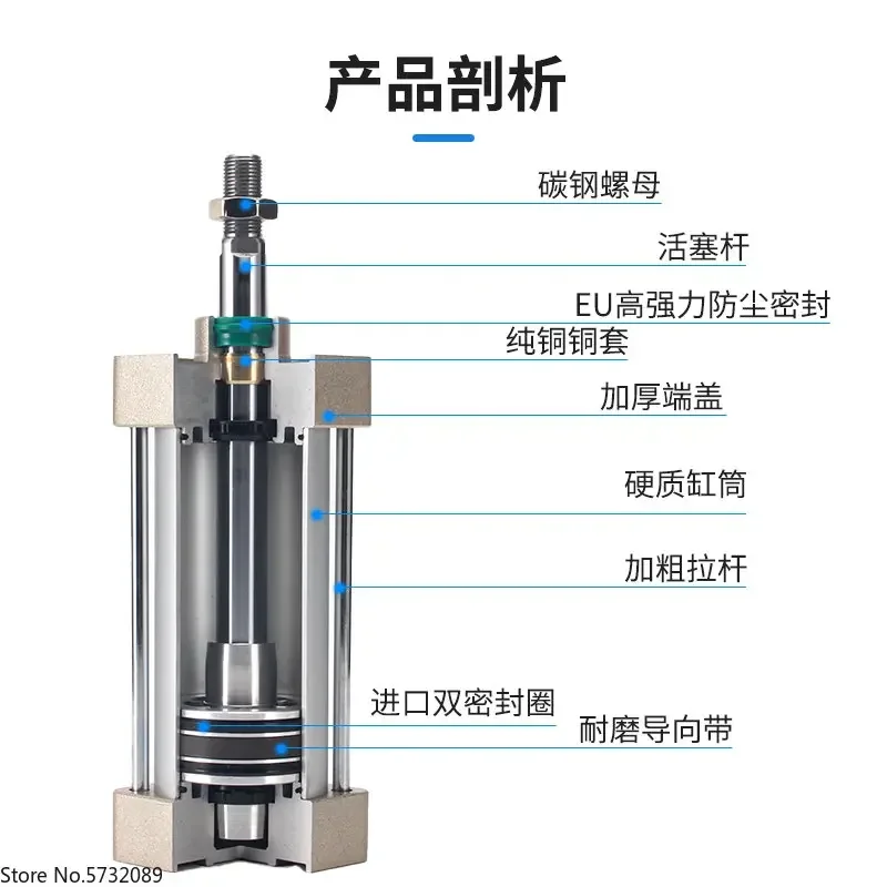 SC Standard Pneumatic Cylinder High Thrust 32/40/50/63/80/100/125/160/200 Bore