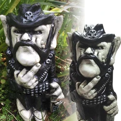 Lemmy Rock Icône Sculpture Lemprechaun Résine Artisanat Décoration Cowboy Doigt Nain Jardin Ornements Extérieur Cour Pelouse Gnomes Décor