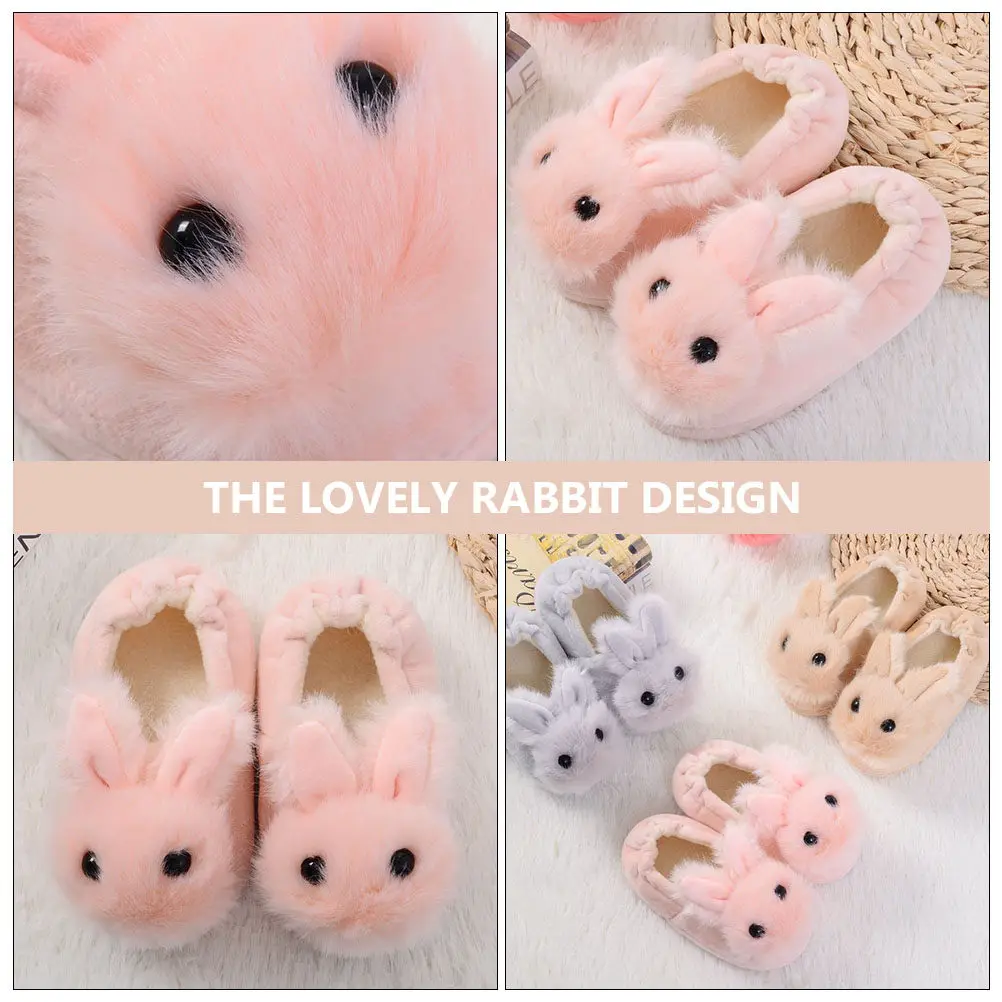 

1 Pair Warm Winter Slippers Rabbit Shape Children Nonslip Household Anti Skid Soft Protect Toe Autumn Slippers