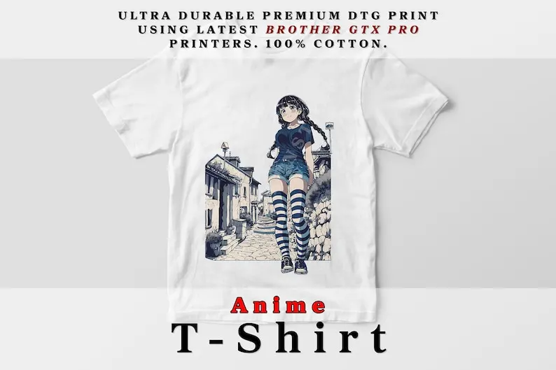 Anime  Girl T-Shirt Manga Style Kawaii Otaku Gift Shirt  City Girl waifu cotton tee Graphic T  Shirt Japanese Girl