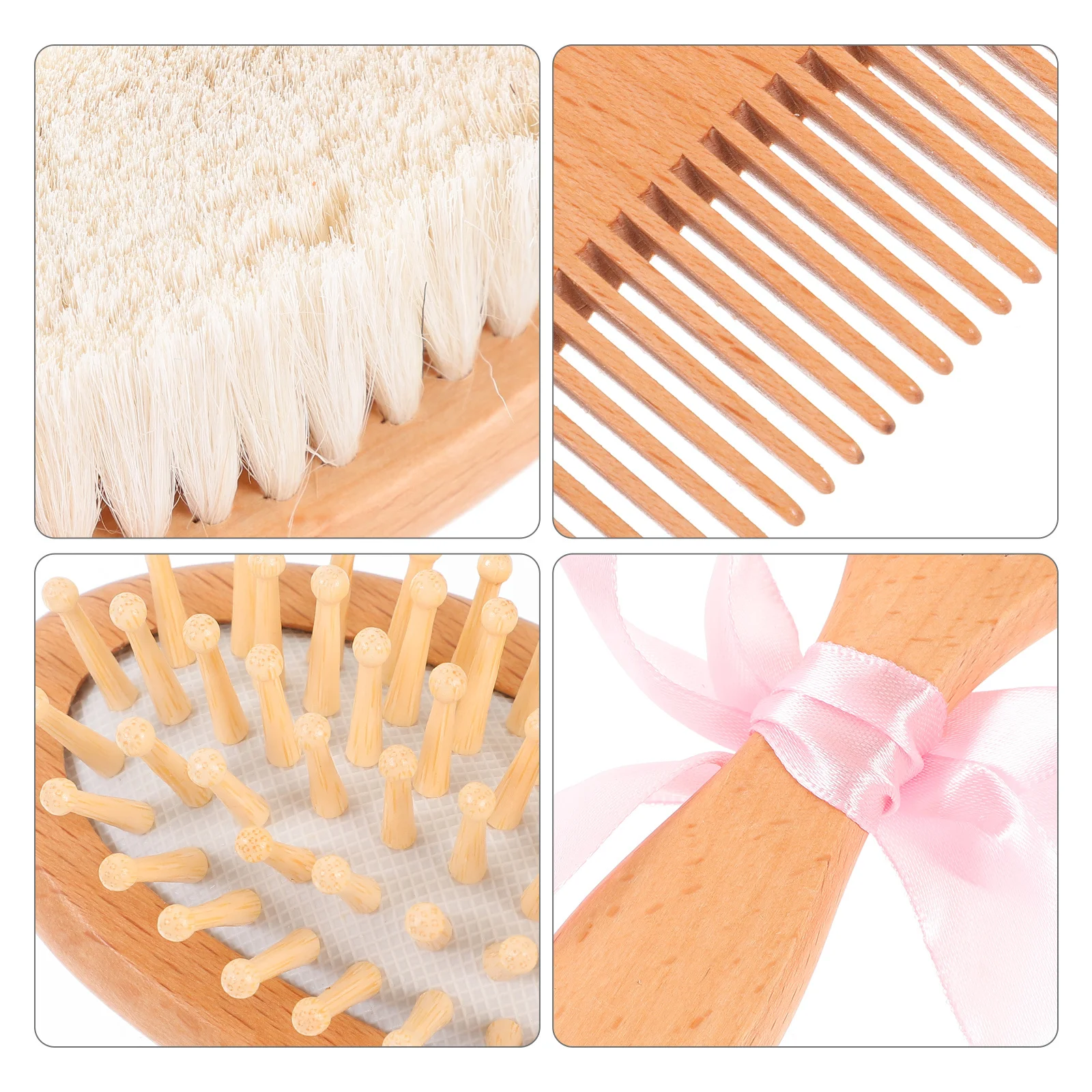 

3Pcs Wooden Hair Combs Smooth Scalp Massage Brushes Baby Hair Styling Detangler Small Size Wooden Comb Massage Comb