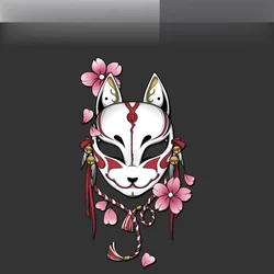 Tearless Fox Mask Pink Flower Car Stickers Vinyl Window Decal Bumper Oriental Motorcycle Fender Auto Tuning Accessories KK