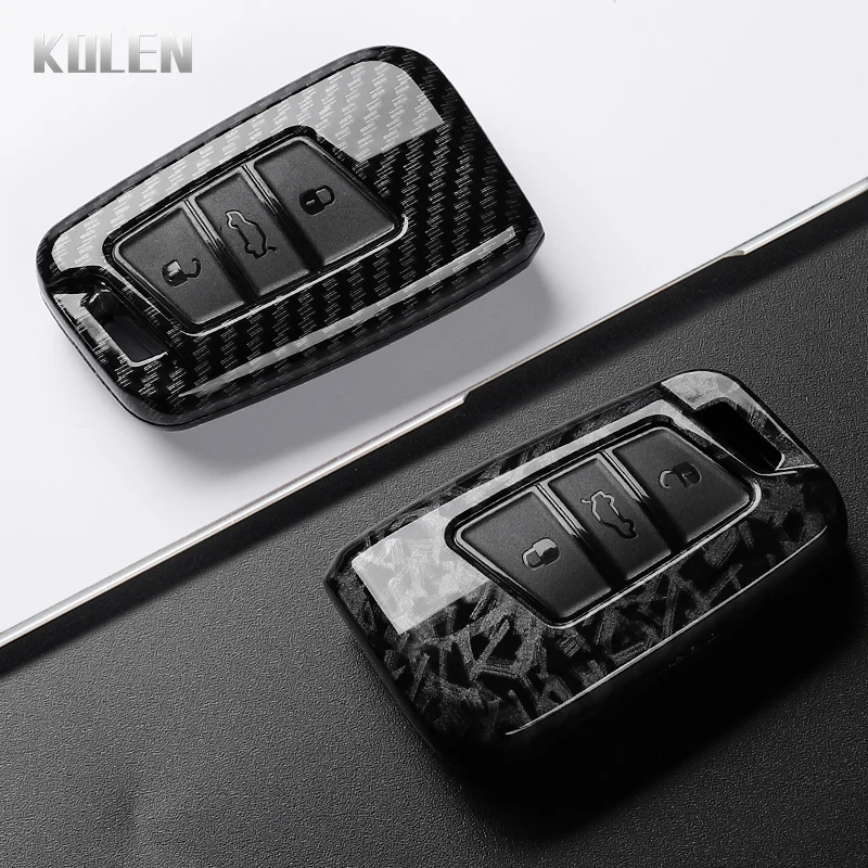 ABS ألياف الكربون نمط حافظة مفاتيح السيارة لشركة فولكس فاجن فولكس فاجن ماجوتان GTE باسات B6 B7 B8 CC Arteon سكودا فابيا رائع A7 كودياق #3