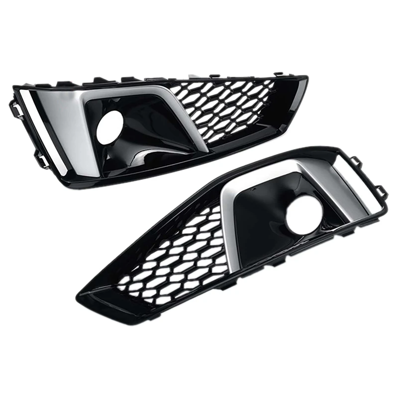 

A Pair S-Lines S4 Car Front Bumper Fog Light Lamp Grill Grille Honeycomb for -Audi A4 B9 S-LINES S4