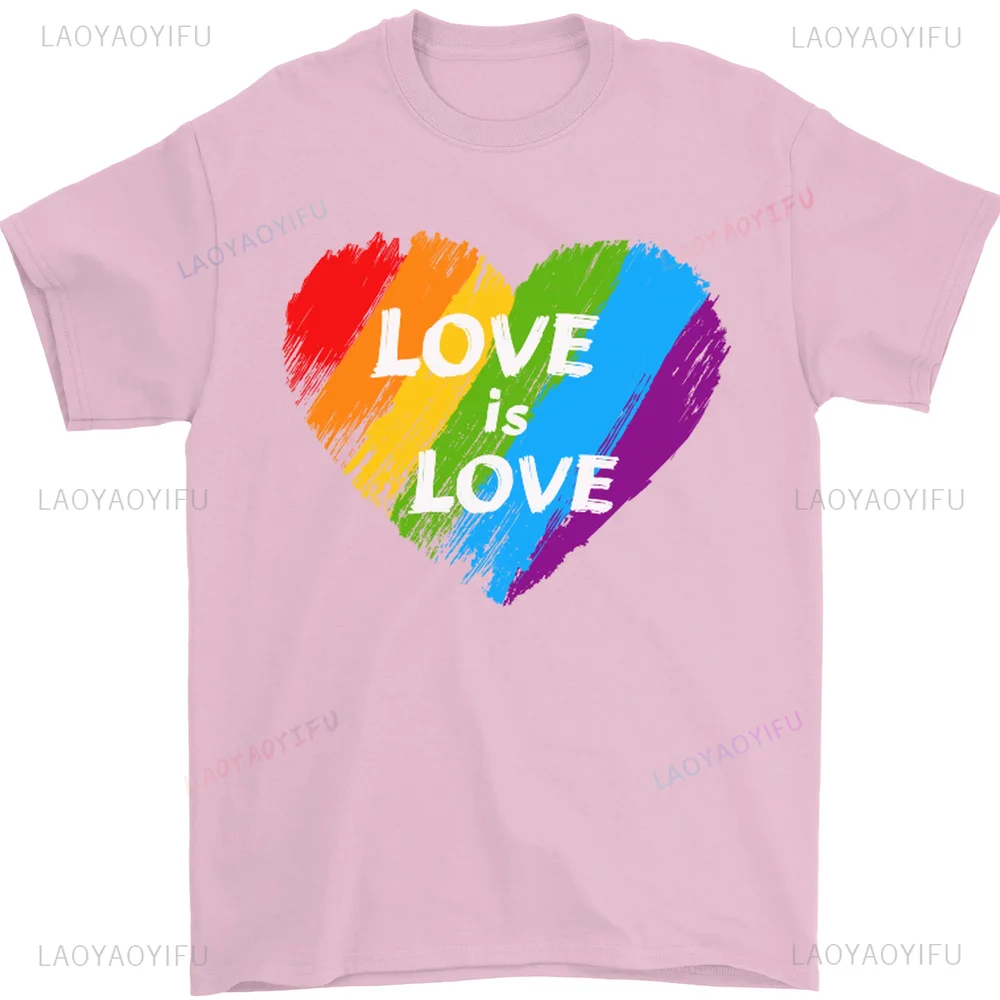 تي شيرت رجالي LGBT Love Is Love Gay Pride Day Awareness 100% قطن برقبة دائرية