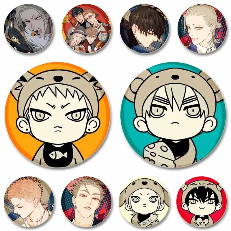 الفردية الكورية أنيمي 19 يوما شارات مستديرة الكرتون المفاجئة في بروش DIY بها بنفسك ظهره الملابس التلبيب دبوس اكسسوارات مجوهرات هدايا