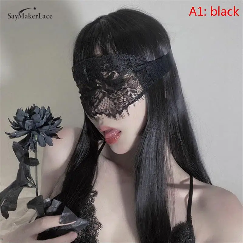 Ladies Fashion Sexy Lace Eye Mask Blindfolds Black White Cutout Blindfolds Exotic Apparel Style Clothing Accessories