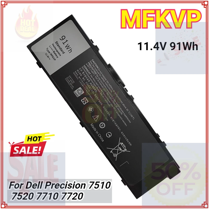 

MFKVP GR5D3 Battery for Dell Precision 15 7510 7520 M7510 17 7710 7720 M7710 Series M28DH 1G9VM 0FNY7 T05W1 TWCPG 451-BBSF 91Wh
