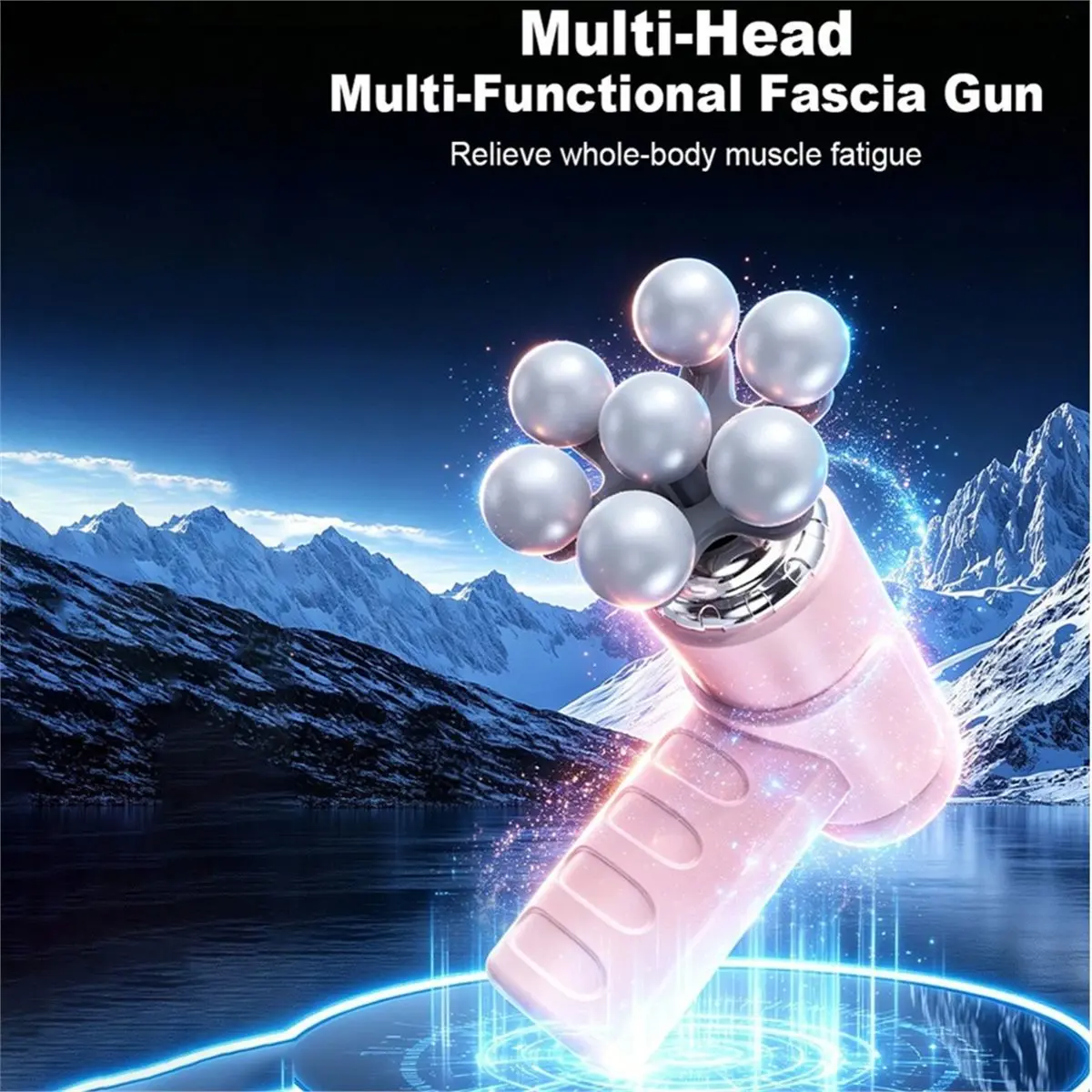 giftnew Massage 5 Modes Portable Muscle Massager with 7 Replacement Heads, Small Quiet Handheld Percussion for Travel