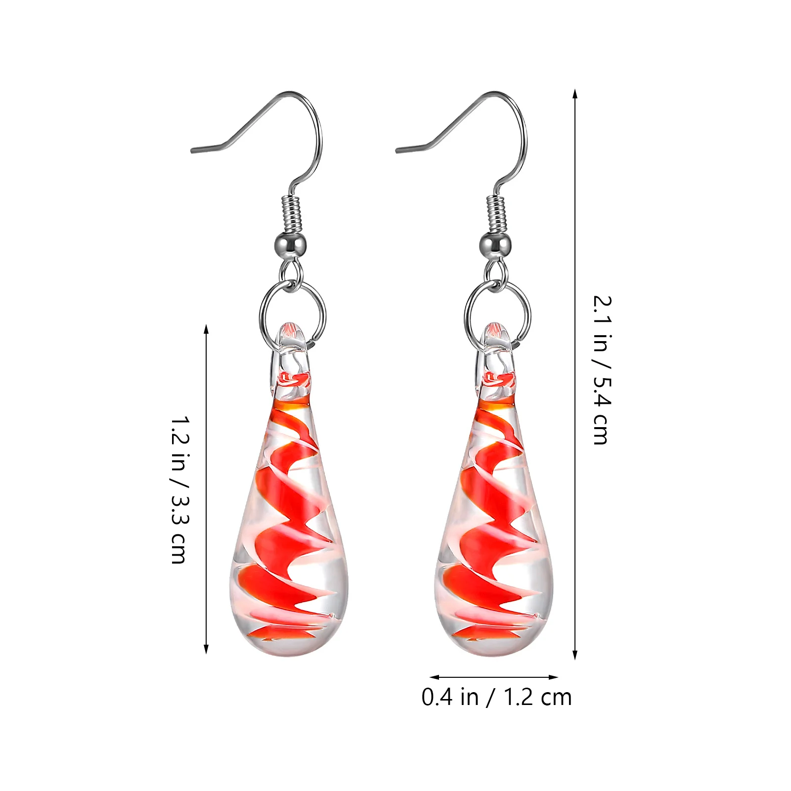

2 Pairs Dangling Glazed Water Drop Earrings Trendy Spiral Women Hanging Dangle Miss Helix