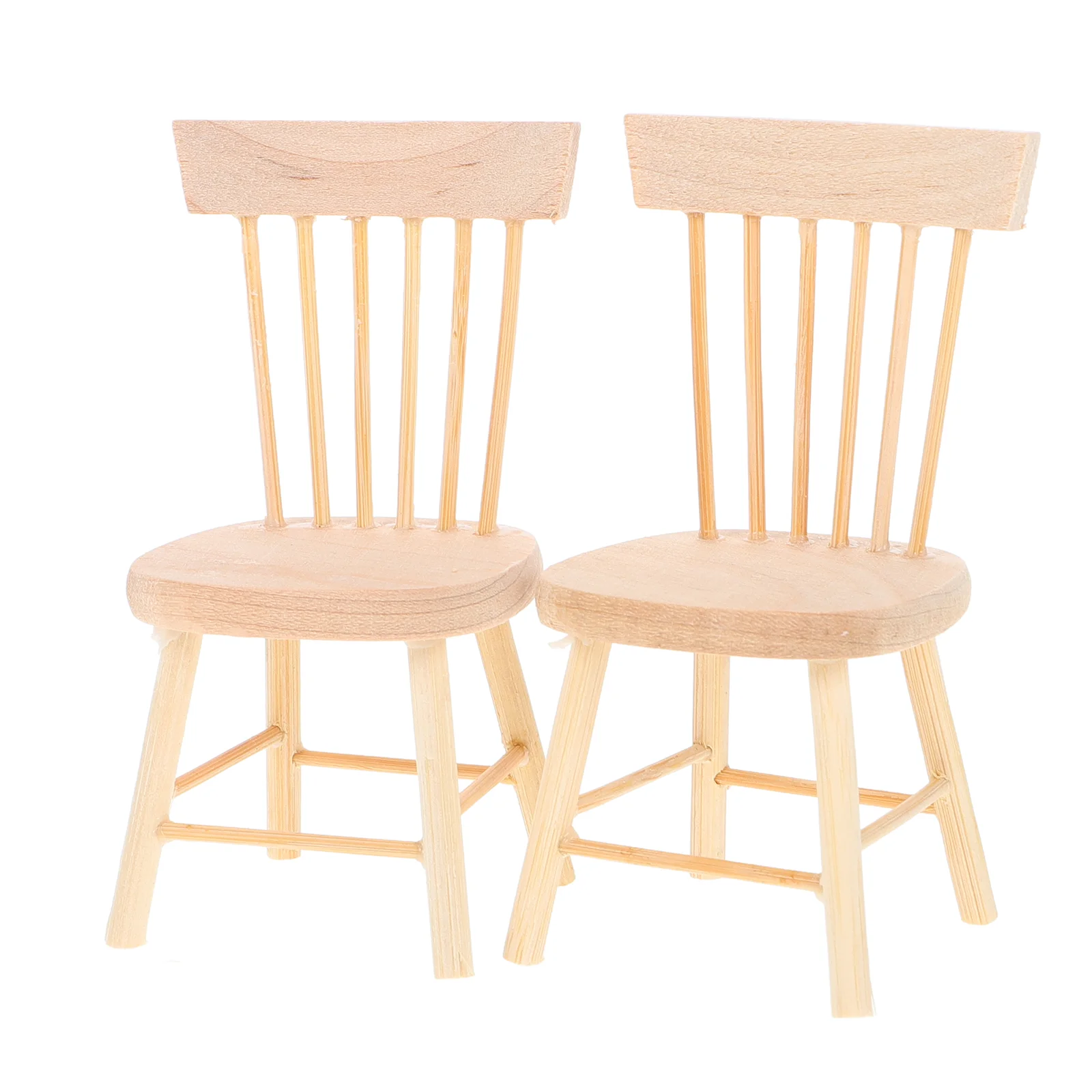 Silla para casa de muñecas, modelo de accesorios de mesa, suministros, pequeño adorno de madera, muebles, comedor para bebé, 2 uds.