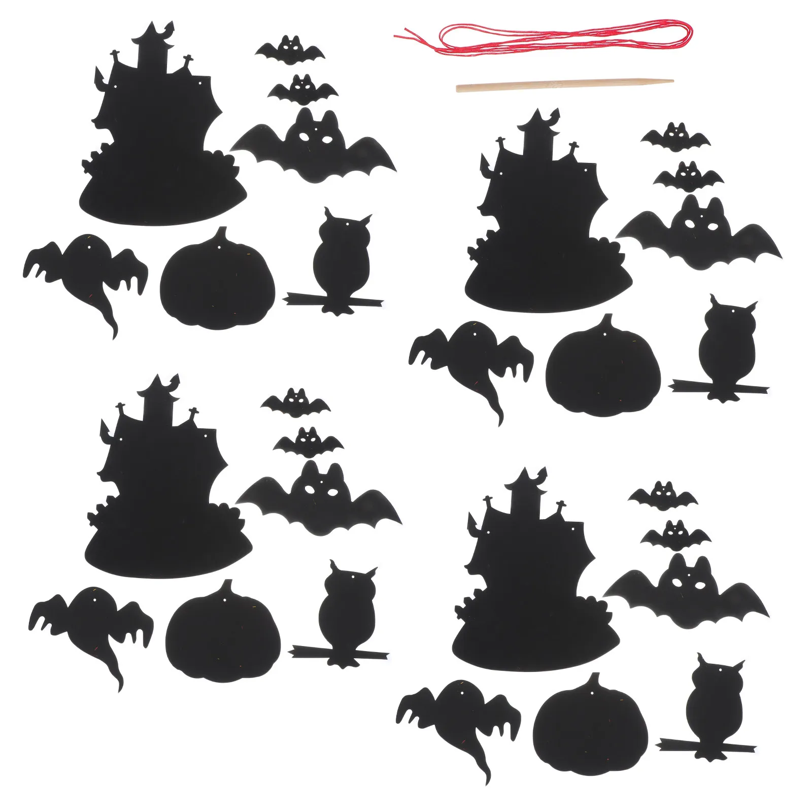 8Sets Halloween Scratch Cards Set Funny Educational DIY Art Materials for Children Creativity Hands on Ability Festival Room
