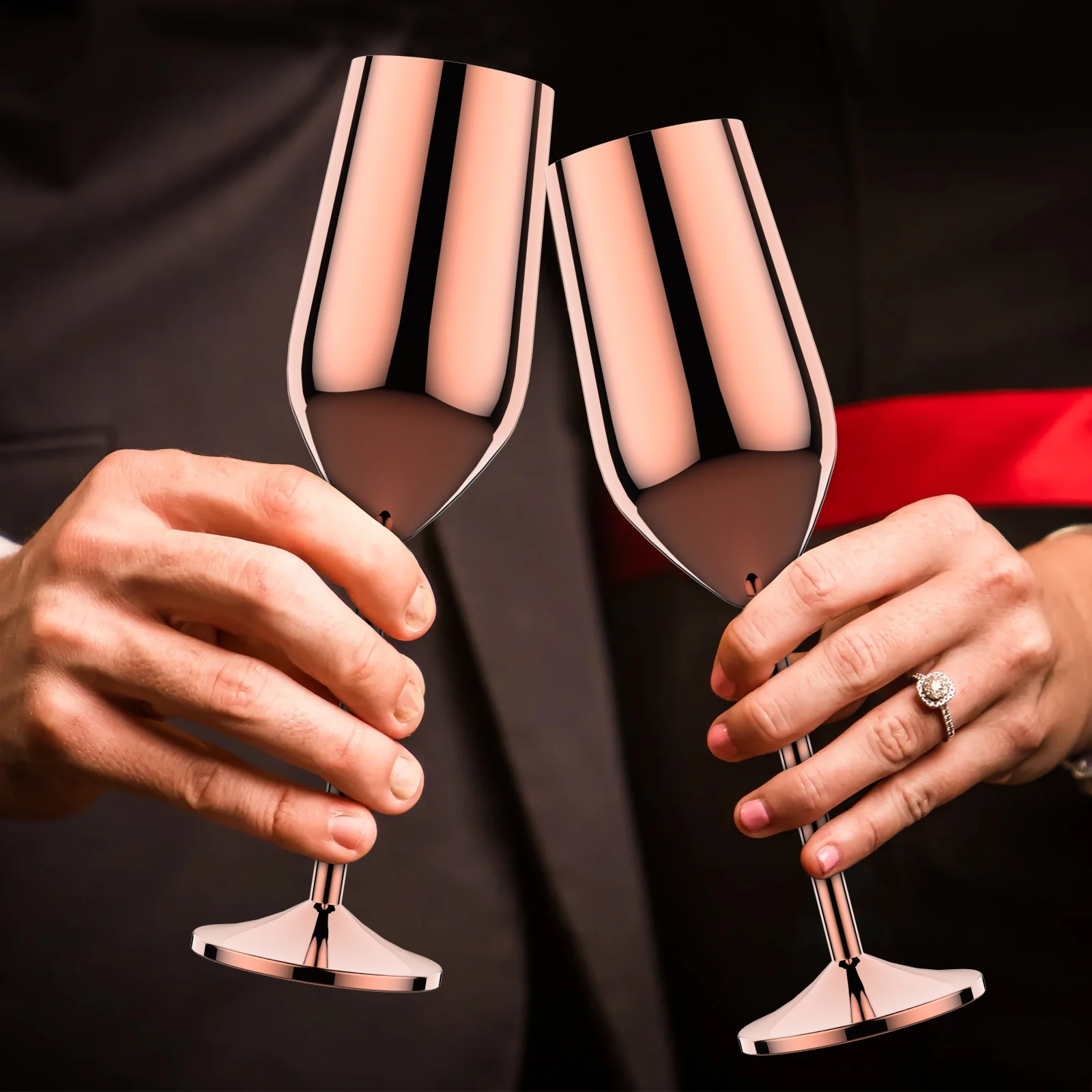 2 pezzi bicchieri da vino in acciaio inossidabile bicchieri da Champagne 200ml calici da vino in oro rosa per whisky Cocktail Juice Bar accessori strumento